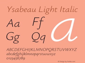 Ysabeau Light Italic Version 1.003;Glyphs 3.1.1 (3139)图片样张