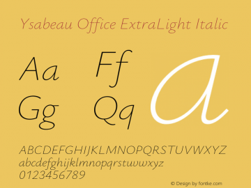 Ysabeau Office ExtraLight Italic Version 1.003;Glyphs 3.1.1 (3139)图片样张