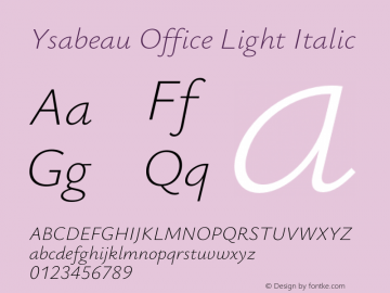 Ysabeau Office Light Italic Version 1.003;Glyphs 3.1.1 (3139)图片样张