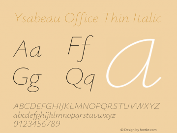 Ysabeau Office Thin Italic Version 1.003;Glyphs 3.1.1 (3139)图片样张