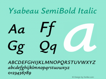Ysabeau SemiBold Italic Version 1.003;Glyphs 3.1.1 (3139)图片样张