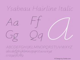 Ysabeau Hairline Italic Version 1.003图片样张