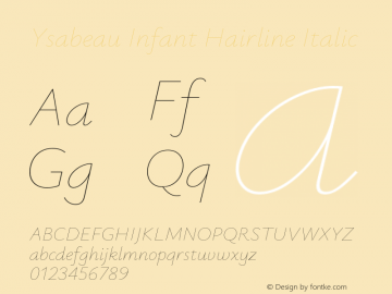 Ysabeau Infant Hairline Italic Version 1.003图片样张