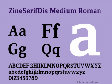 ZineSerifDis Medium Roman 004.301 Font Sample