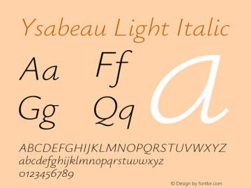 Ysabeau Light Italic Version 1.003图片样张