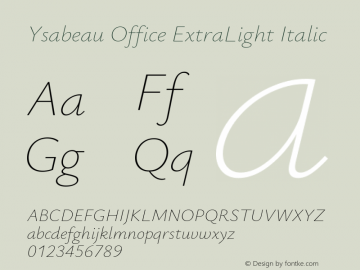 Ysabeau Office ExtraLight Italic Version 1.003图片样张