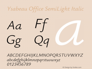 Ysabeau Office SemiLight Italic Version 1.003图片样张