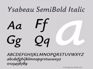 Ysabeau SemiBold Italic Version 1.003图片样张
