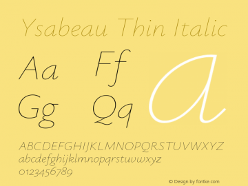 Ysabeau Thin Italic Version 1.003图片样张