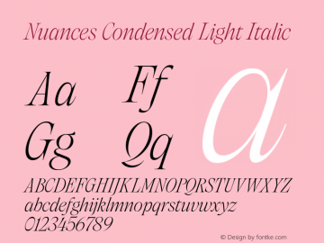 Nuances Condensed Light Italic Version 1.001图片样张