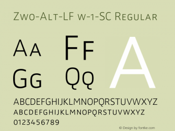 Zwo-Alt-LF w-1-SC Regular 4.313 Font Sample