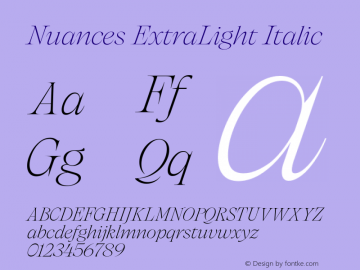 Nuances ExtraLight Italic Version 1.001图片样张