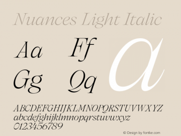 Nuances Light Italic Version 1.001图片样张