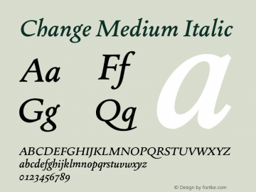 Change Medium Italic Version 2.000;hotconv 1.0.109;makeotfexe 2.5.65596图片样张