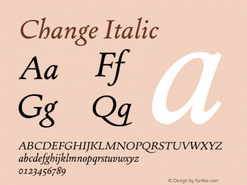 Change Regular Italic Version 2.000;hotconv 1.0.109;makeotfexe 2.5.65596图片样张