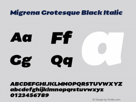 Migrena Grotesque Black Italic Version 1.000;PS 001.000;hotconv 1.0.88;makeotf.lib2.5.64775图片样张