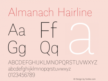 Almanach Hairline Version 1.002;hotconv 1.0.109;makeotfexe 2.5.65596图片样张