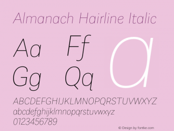 Almanach Hairline Italic Version 1.002;hotconv 1.0.109;makeotfexe 2.5.65596图片样张