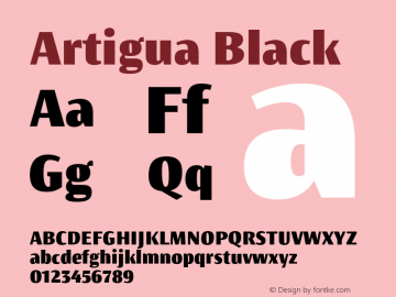 Artigua Black Version 1.000;PS 001.000;hotconv 1.0.88;makeotf.lib2.5.64775图片样张