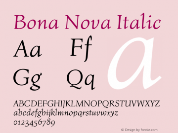 Bona Nova Italic Version 3.000;hotconv 1.0.109;makeotfexe 2.5.65596图片样张