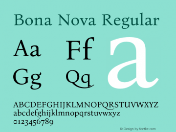 Bona Nova Regular Version 4.000;hotconv 1.0.109;makeotfexe 2.5.65596图片样张