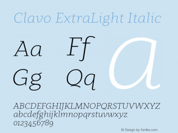 Clavo ExtraLight Italic Version 1.007图片样张