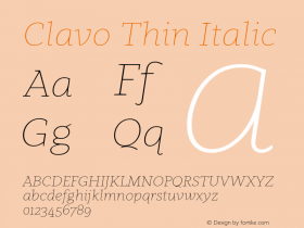 Clavo Thin Italic Version 1.007图片样张