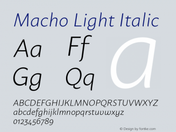 Macho Light Italic Version 1.001图片样张