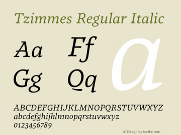 Tzimmes Regular Italic Version 1.001;PS 001.001;hotconv 1.0.88;makeotf.lib2.5.64775图片样张