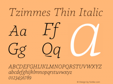 Tzimmes Thin Italic Version 1.001;PS 001.001;hotconv 1.0.88;makeotf.lib2.5.64775图片样张