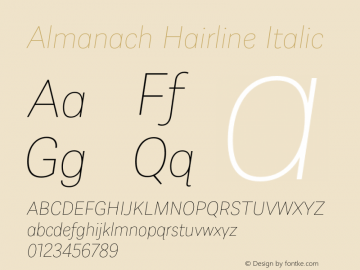 Almanach Hairline Italic Version 1.002;hotconv 1.0.109;makeotfexe 2.5.65596图片样张