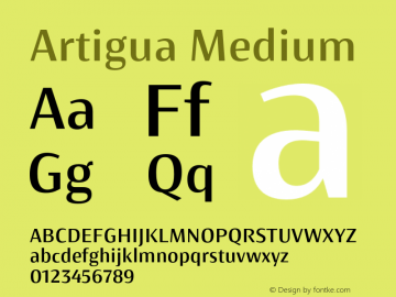 Artigua Medium Version 1.000;PS 001.000;hotconv 1.0.88;makeotf.lib2.5.64775图片样张