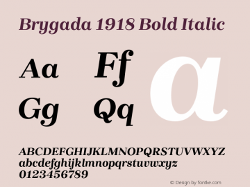 Brygada 1918 Bold Italic Version 2.001;hotconv 1.0.109;makeotfexe 2.5.65596图片样张