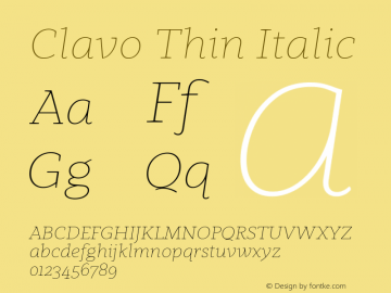 Clavo Thin Italic Version 1.007图片样张