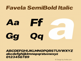 Favela SemiBold Italic Version 1.000;PS 001.000;hotconv 1.0.88;makeotf.lib2.5.64775图片样张