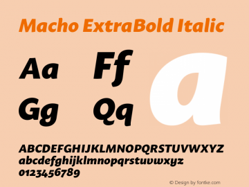 Macho ExtraBold Italic Version 1.001图片样张