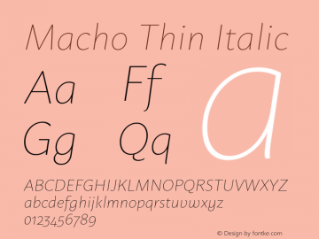 Macho Thin Italic Version 1.001图片样张