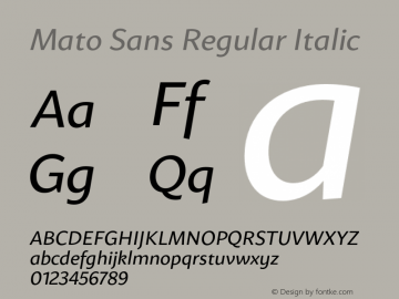 Mato Sans Regular Italic Version 1.001;PS 001.001;hotconv 1.0.88;makeotf.lib2.5.64775图片样张