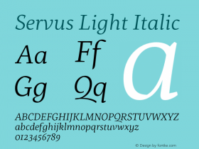 Servus Light Italic Version 1.506;PS 001.506;hotconv 1.0.88;makeotf.lib2.5.64775图片样张