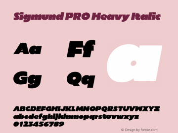 Sigmund PRO Heavy Italic Version 1.000;hotconv 1.0.109;makeotfexe 2.5.65596图片样张