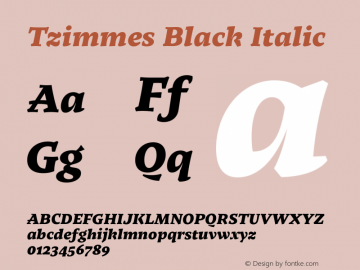 Tzimmes Black Italic Version 1.001;PS 001.001;hotconv 1.0.88;makeotf.lib2.5.64775图片样张