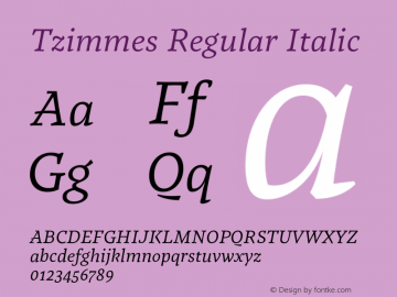 Tzimmes Regular Italic Version 1.001;PS 001.001;hotconv 1.0.88;makeotf.lib2.5.64775图片样张