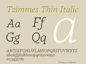 Tzimmes Thin Italic Version 1.001;PS 001.001;hotconv 1.0.88;makeotf.lib2.5.64775图片样张