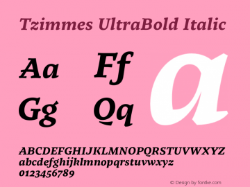 Tzimmes UltraBold Italic Version 1.001;PS 001.001;hotconv 1.0.88;makeotf.lib2.5.64775图片样张