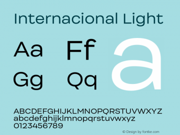 Internacional Light Version 1.000;PS 001.000;hotconv 1.0.88;makeotf.lib2.5.64775图片样张