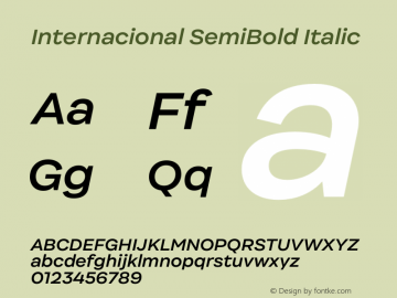 Internacional SemiBold Italic Version 1.000 | FøM Fix图片样张