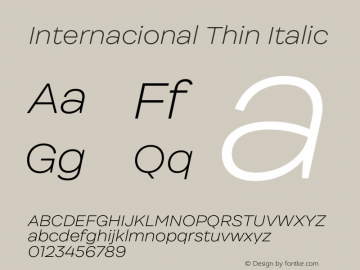 Internacional Thin Italic Version 1.000 | FøM Fix图片样张