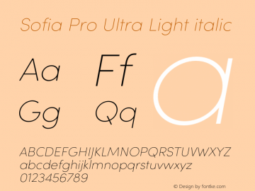 Sofia Pro Ultra Light italic Version 4.002图片样张