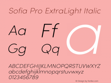 Sofia Pro ExtraLight Italic Version 4.002 | FøM Fix图片样张