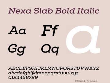 Nexa Slab Bold Italic Version 1.000图片样张